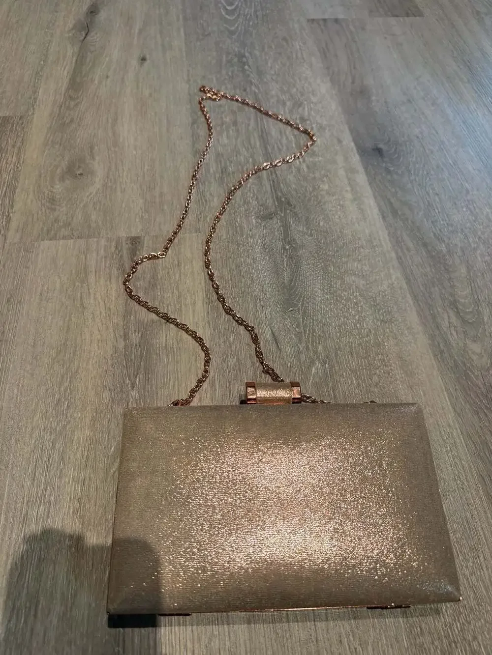 Charming Charlie Rose Gold Glitter Hard Shell Evening Clutch